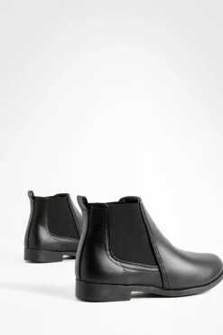 Flat Boots|Ankle Boots*boohoo Wide Fit Flat Chelsea Boots black