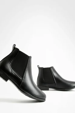 Flat Boots|Ankle Boots*boohoo Wide Fit Flat Chelsea Boots black