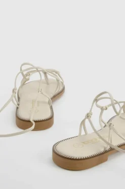 Sandals*boohoo Wide Fit Gladiator Wrap Up Sandals cream