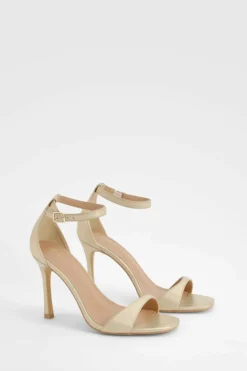 Heels*boohoo Wide Fit High 2 Part Barely There gold