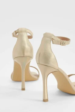 Heels*boohoo Wide Fit High 2 Part Barely There gold