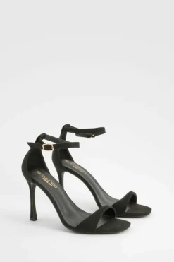 Heels*boohoo Wide Fit High 2 Part Barely There Heels black