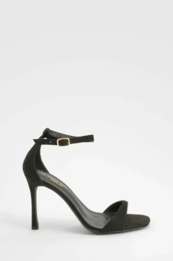 Heels*boohoo Wide Fit High 2 Part Barely There Heels black