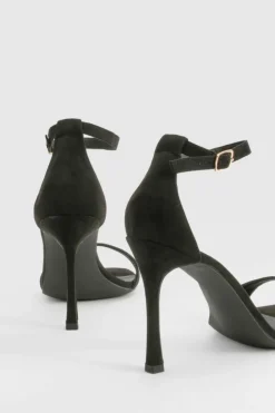 Heels*boohoo Wide Fit High 2 Part Barely There Heels black