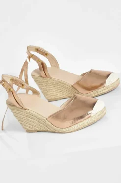 Wedges|Sandals*boohoo Wide Fit Lace Up Espadrille Wedges rose gold