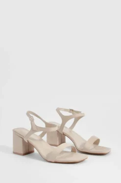 Heels*boohoo Wide Fit Low Block 2 Part Heels nude