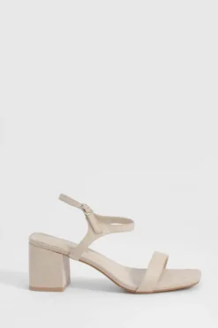 Heels*boohoo Wide Fit Low Block 2 Part Heels nude