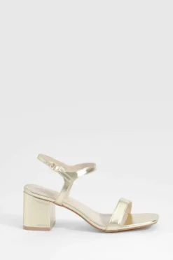 Heels*boohoo Wide Fit Low Block 2 Part Heels gold