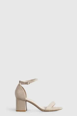 Heels*boohoo Wide Fit Low Block Barely There Heels nude
