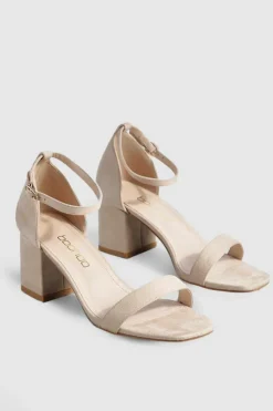 Heels*boohoo Wide Fit Low Block Barely There Heels nude