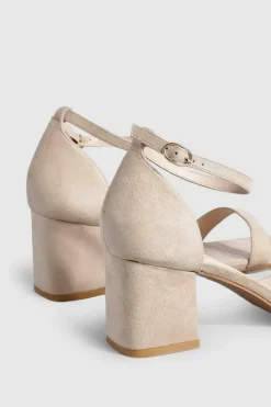 Heels*boohoo Wide Fit Low Block Barely There Heels nude