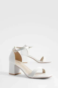 Heels*boohoo Wide Fit Low Block Barely There Heels white