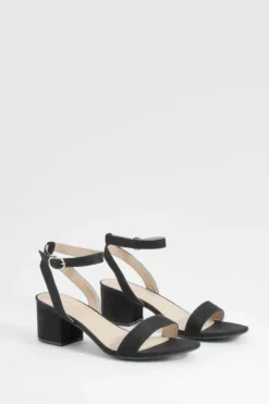 Heels*boohoo Wide Fit Low Block Barely There Heels black
