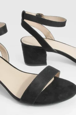 Heels*boohoo Wide Fit Low Block Barely There Heels black