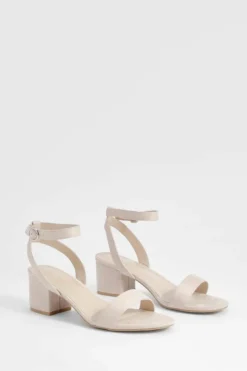 Heels*boohoo Wide Fit Low Block Barely There Heels blush