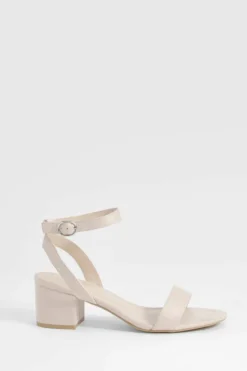 Heels*boohoo Wide Fit Low Block Barely There Heels blush