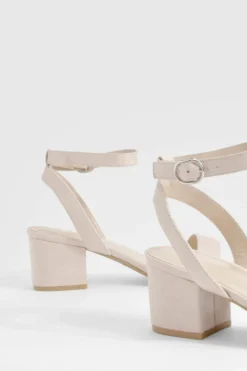 Heels*boohoo Wide Fit Low Block Barely There Heels blush
