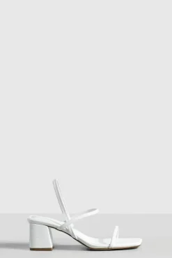 Heels*boohoo Wide Fit Low Block Slingback Heels white
