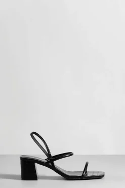 Heels*boohoo Wide Fit Low Block Slingback Heels black