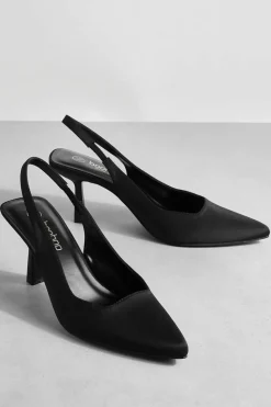 Heels*boohoo Wide Fit Low Slingback Court Shoes black