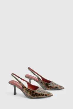 Heels*boohoo Wide Fit Low Stiletto Slingback Court Shoe leopard