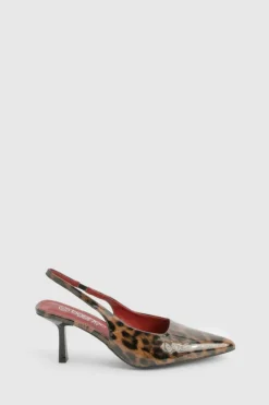Heels*boohoo Wide Fit Low Stiletto Slingback Court Shoe leopard