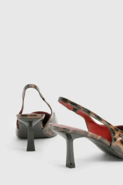 Heels*boohoo Wide Fit Low Stiletto Slingback Court Shoe leopard