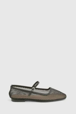 Ballet Flats|Flats*boohoo Wide Fit Mesh Strap Detail Ballet Flats black