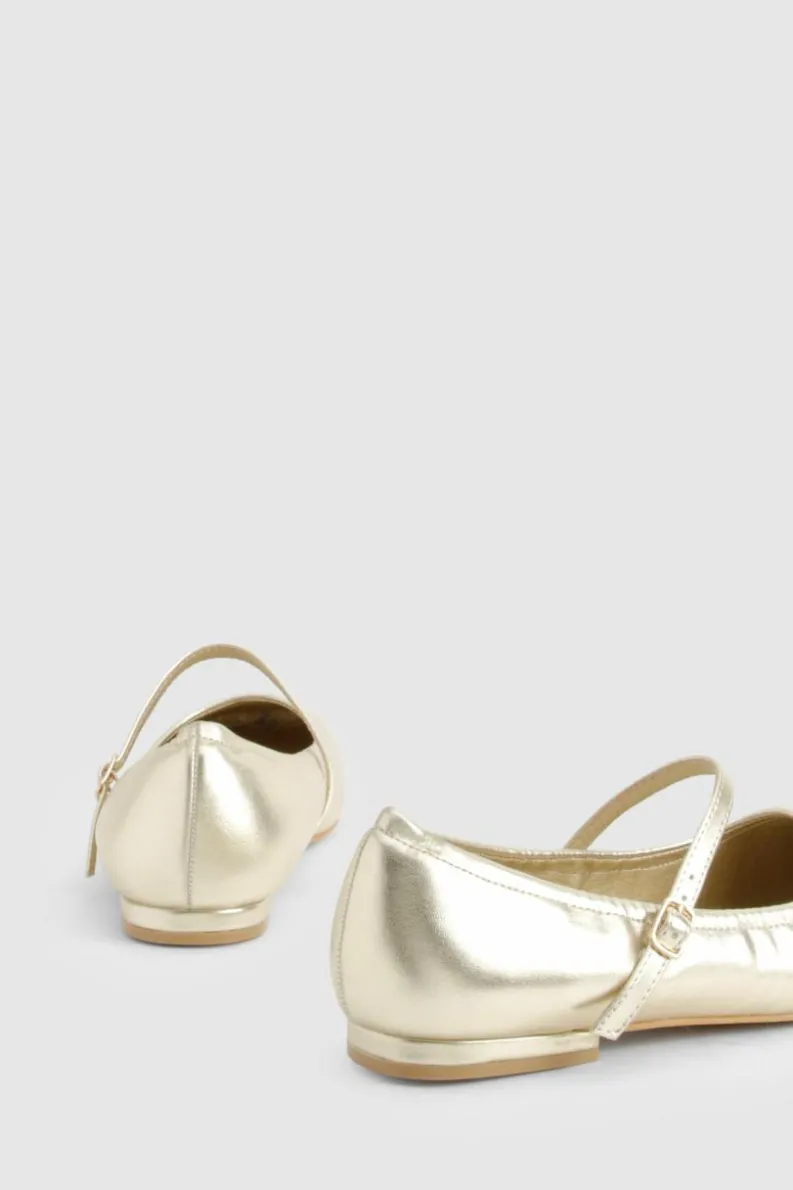 Ballet Flats|Flats*boohoo Wide fit Metallic Ballet Flats gold