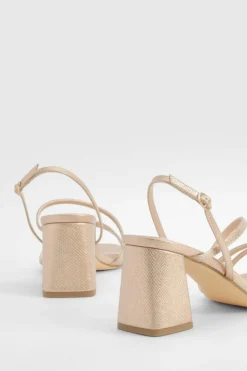 Heels*boohoo Wide Fit Metallic Croc Mid Block Slingback 2 Part Heels rose gold