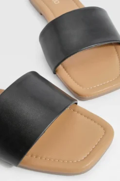 Sandals*boohoo Wide Fit Minimal Mule Sandals black