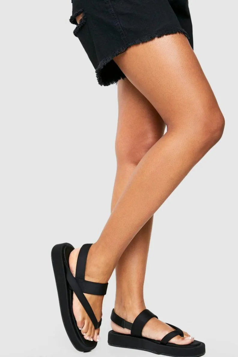 Sandals*boohoo Wide Fit Neoprene Chunky Sandals black