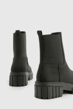 All Boots|Boots*boohoo Wide Fit Nubuck Cleated Sole Chelsea Boots black