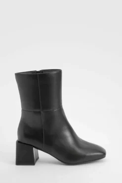 Heels|All Boots*boohoo Wide Fit Panel Detail Block Calf Boots black