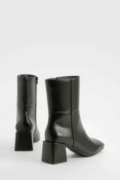 Heels|All Boots*boohoo Wide Fit Panel Detail Block Calf Boots black
