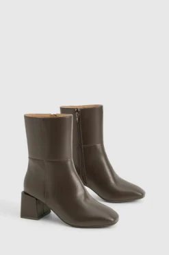 Heels|All Boots*boohoo Wide Fit Panel Detail Block Calf Boots brown