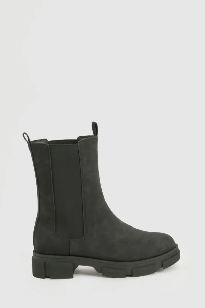 Calf High Boots*boohoo Wide Fit Panel Detail Calf High Chelsea Boots black