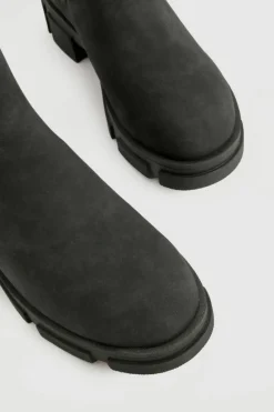 Calf High Boots*boohoo Wide Fit Panel Detail Calf High Chelsea Boots black