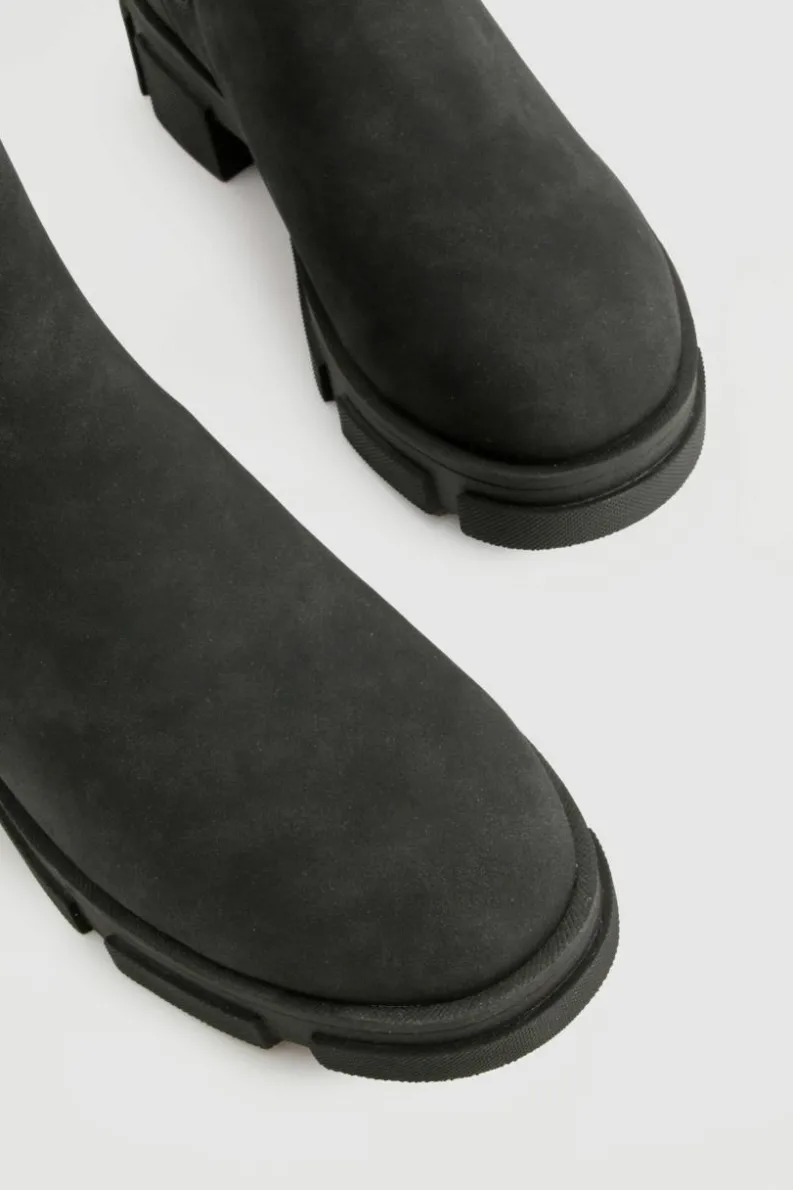 Calf High Boots*boohoo Wide Fit Panel Detail Calf High Chelsea Boots black