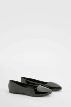 Ballet Flats|Flats*boohoo Wide Fit Patent Ballet Flats black