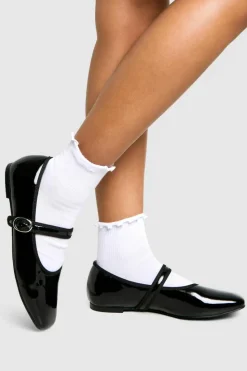 Ballet Flats|Flats*boohoo Wide Fit Patent Mary Jane Ballet Flats black