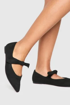 Flats|Ballet Flats*boohoo Wide Fit Pointed Bow Detail Ballet Flats black