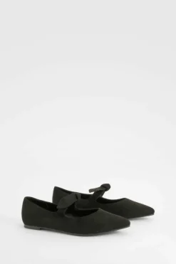 Flats|Ballet Flats*boohoo Wide Fit Pointed Bow Detail Ballet Flats black