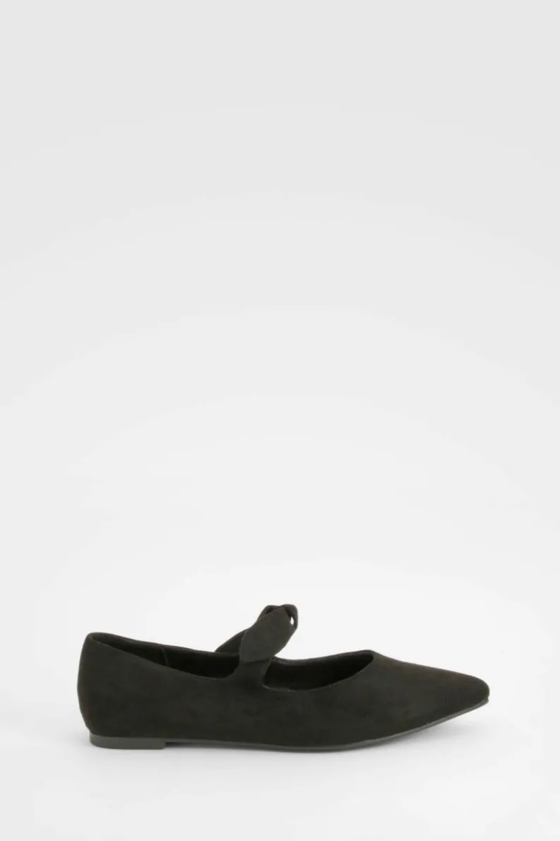 Flats|Ballet Flats*boohoo Wide Fit Pointed Bow Detail Ballet Flats black