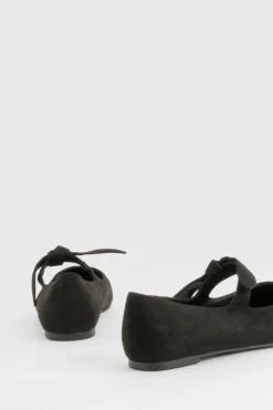 Flats|Ballet Flats*boohoo Wide Fit Pointed Bow Detail Ballet Flats black