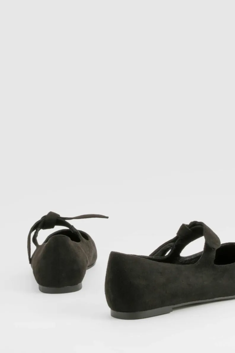Flats|Ballet Flats*boohoo Wide Fit Pointed Bow Detail Ballet Flats black