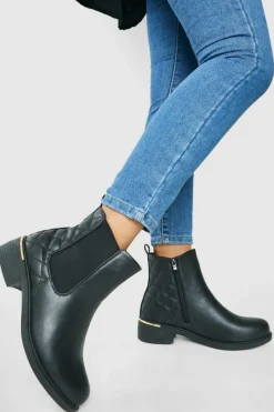 All Boots|Boots*boohoo Wide Fit Quilted Detail Chelsea Boots black