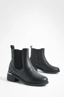 All Boots|Boots*boohoo Wide Fit Quilted Detail Chelsea Boots black