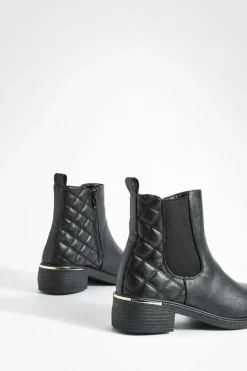 All Boots|Boots*boohoo Wide Fit Quilted Detail Chelsea Boots black