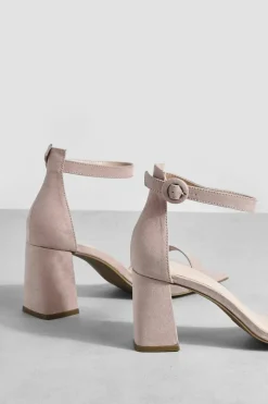 Heels*boohoo Wide Fit Round Buckle 2 Part Block Heels nude